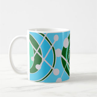 Geoshapes in green and blue with white mug