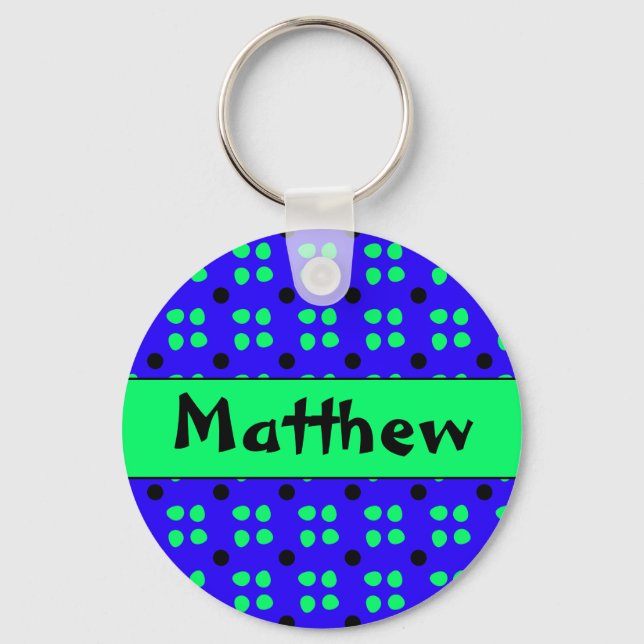 Gepersonaliseerde Stippen patroon Key Ring (Front)