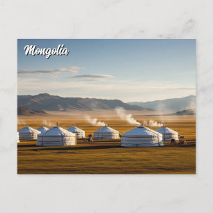 Ger Camp Mongolia Yurt Travel Postcard