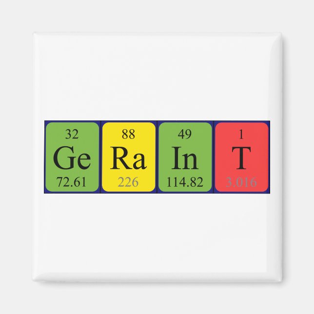 Geraint periodic table name magnet (Front)