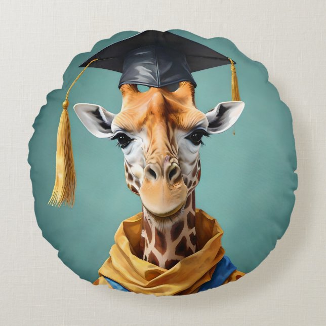 Gerald The Giraffe Graduates,  Round Cushion (Front)