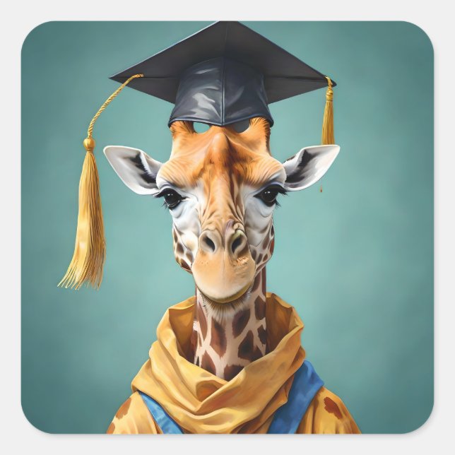 Gerald The Giraffe Graduates,  Square Sticker (Front)