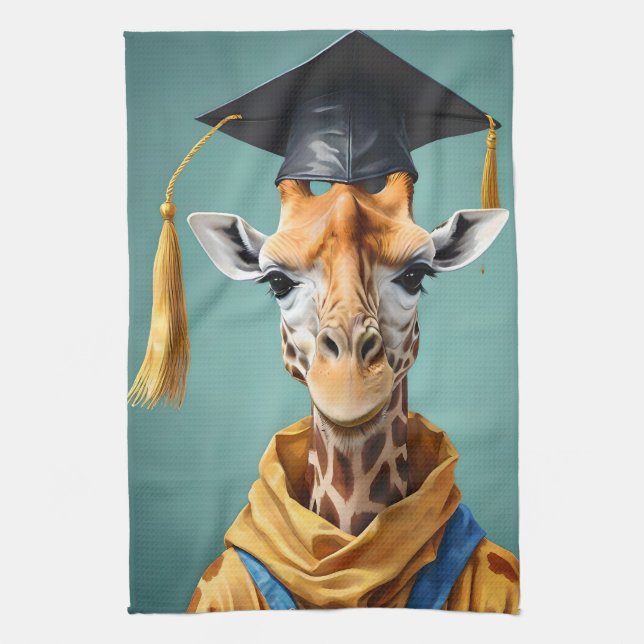 Gerald The Giraffe Graduates,  Tea Towel (Vertical)