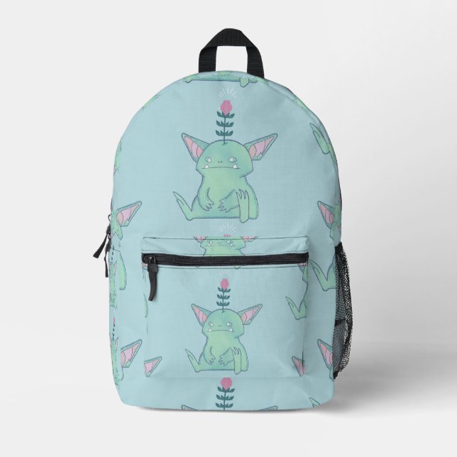 Gerald the Goblin | Cute Grumpy Fantasy Creature  Printed Backpack (Front)