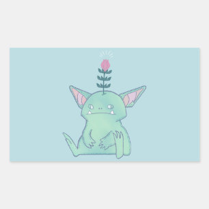 Gerald the Goblin   Cute Grumpy Fantasy Creature  Rectangular Sticker