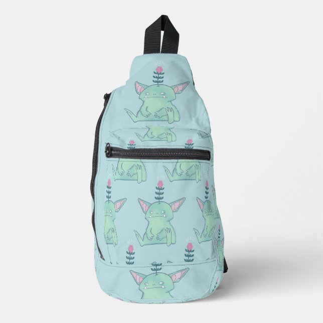 Gerald the Goblin | Cute Grumpy Fantasy Creature  Sling Bag (Front)