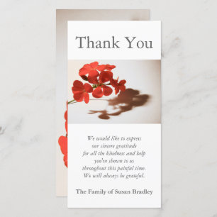 Geranium 1 Sympathy Thank You Photo Card