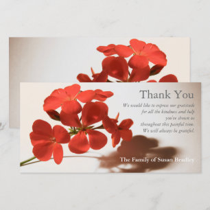 Geranium 2 Sympathy Thank You matching stamp Card