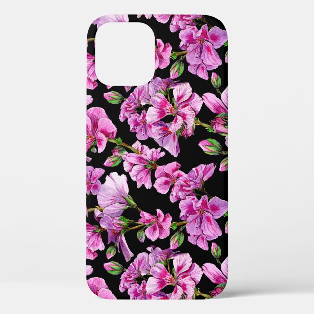Geranium branches, watercolor pink buds. Case-Mate iPhone case (Back)