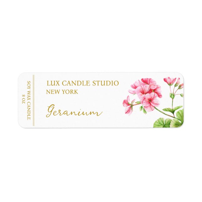 Geranium Candle Label (Front)