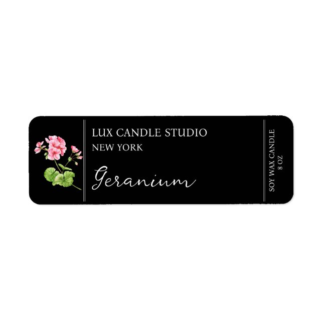 Geranium Candle Label (Front)