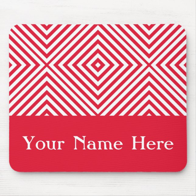 Geranium Diamond Chevron with custom name Mouse Pad (Front)