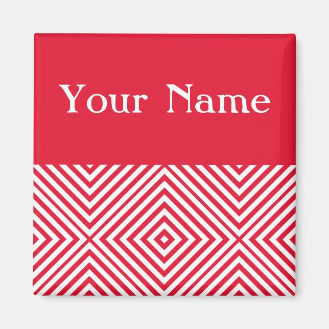 Geranium Diamond Chevron with name Magnet (Front)