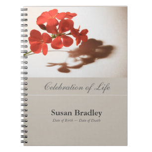 Geranium Floral Photography Funeral GuestBook Notebook
