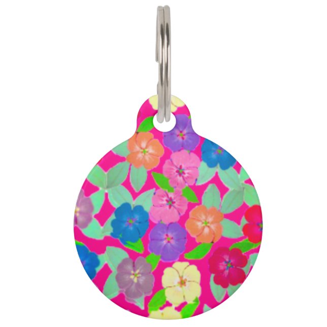 Geranium Flowers Key Ring Pet Tag (Front)