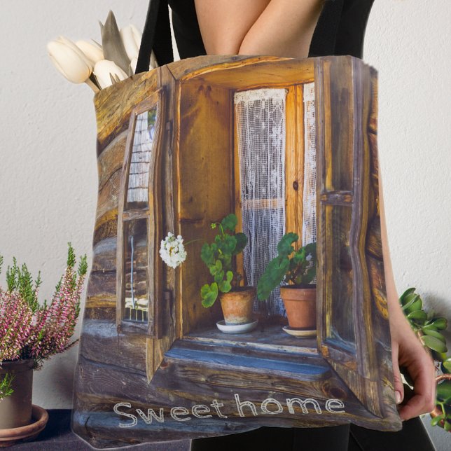 Geranium flowers on the window tote bag (Creator Uploaded)