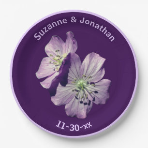 Geranium Flowers Personalised Wedding Bridal Paper Plate