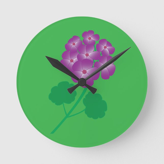 Geranium Flowers Round Clock (Front)