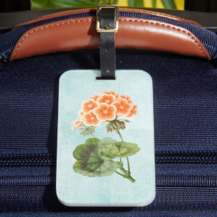 Geranium on Aged Denim Luggage Tag