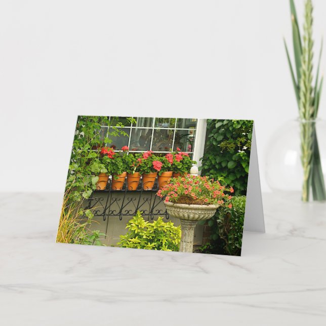 Geranium Pots Greeting Card (Front)