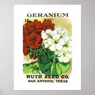 Geranium Seed Packet Label Poster