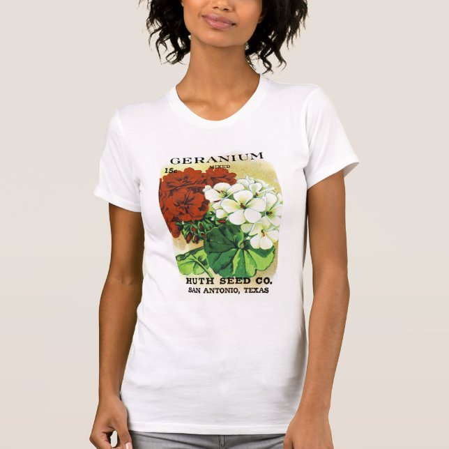 Geranium Seed Packet Label T-Shirt (Front)