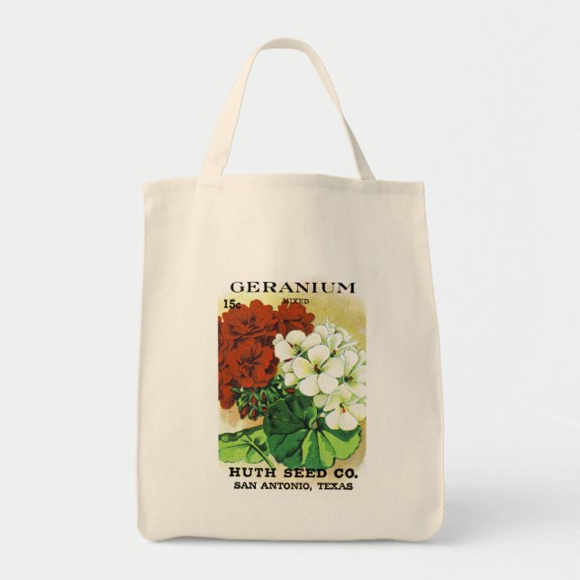 Geranium Seed Packet Label Tote Bag (Front)