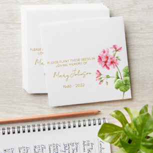Geranium Simple Memorial Seed Envelope