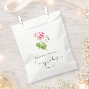 Geranium Simple Seed packet Funeral Favour Bags