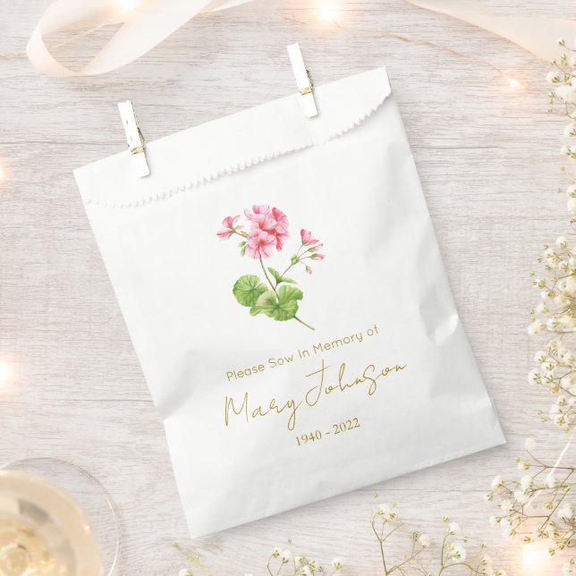 Geranium | Simple Seed packet Funeral  Favour Bags (Clipped)