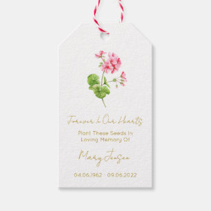 Geranium Simple Seed Packet Funeral Gift Tags