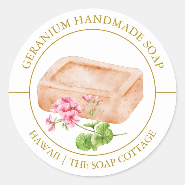 Geranium Soap label (Front)