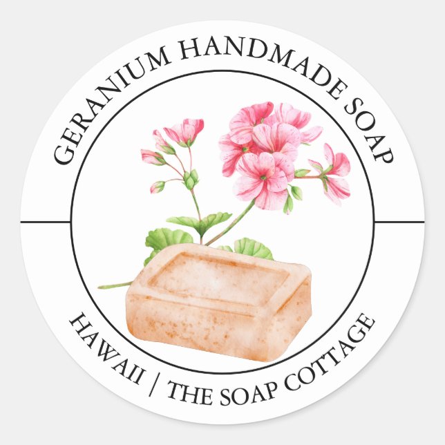 Geranium Soap label (Front)