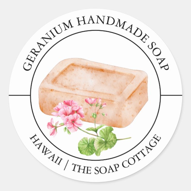 Geranium Soap label (Front)