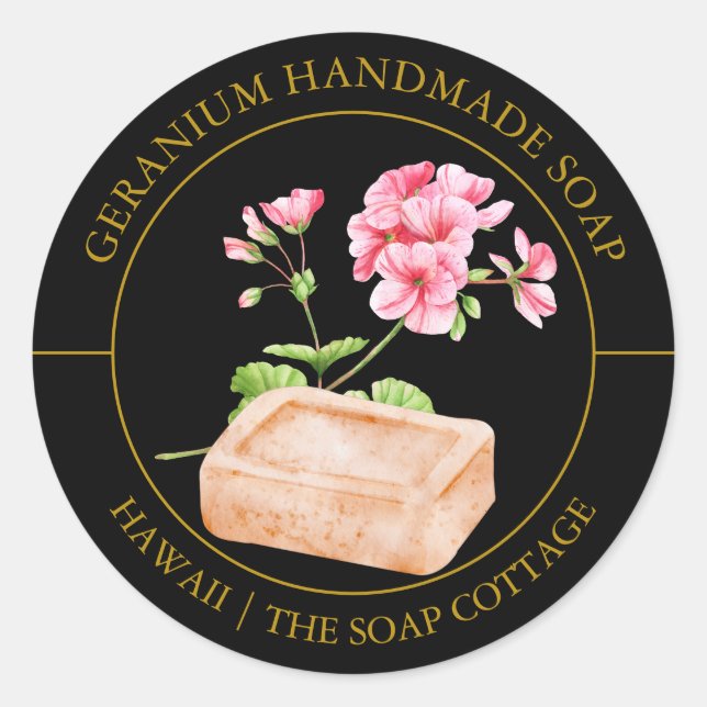 Geranium Soap label (Front)