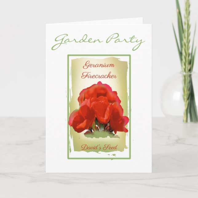 Geranium Watercolor Seed Packet Invitation (Front)