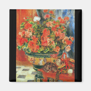 Geraniums and cats by Pierre Renoir Magnet
