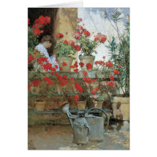 Geraniums by Childe Hassam, Vintage Impressionism
