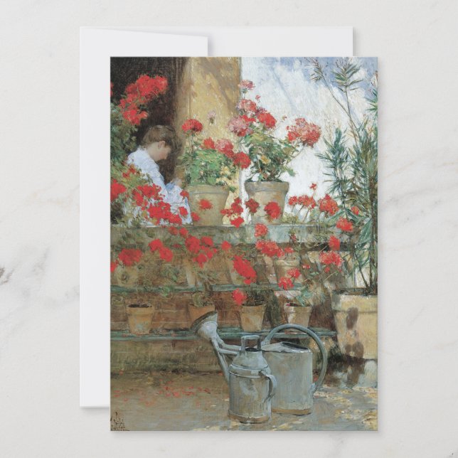 Geraniums by Childe Hassam, Vintage Impressionism (Front)