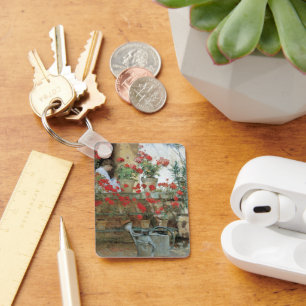 Geraniums by Childe Hassam, Vintage Impressionism Key Ring