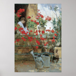 Geraniums by Childe Hassam, Vintage Impressionism Poster