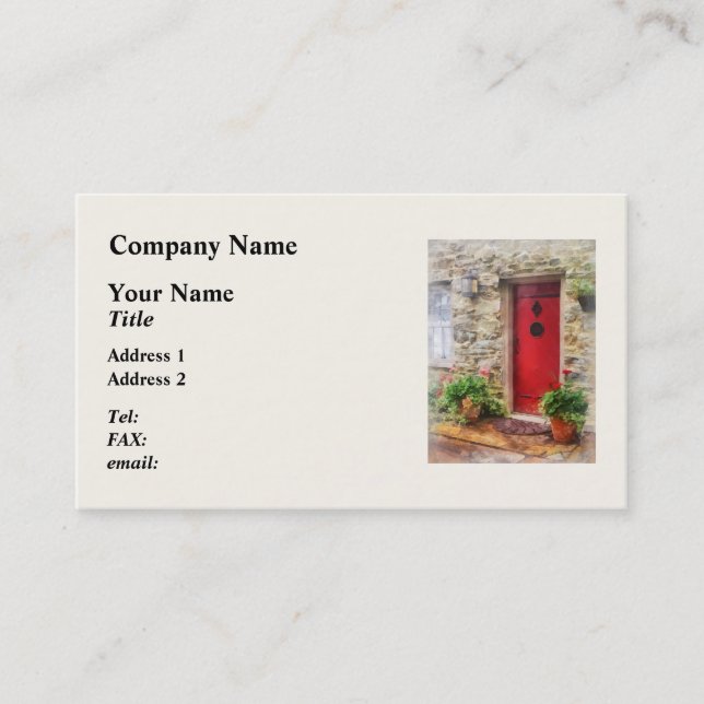 Geraniums by Red Door Business Card (Front)
