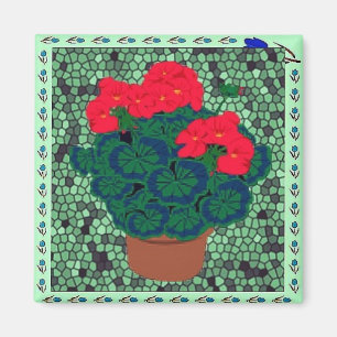 Geraniums in Mosaics Magnet