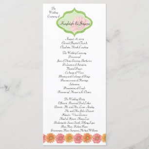 Gerber Daisy Add Your Photo Wedding Program Programme