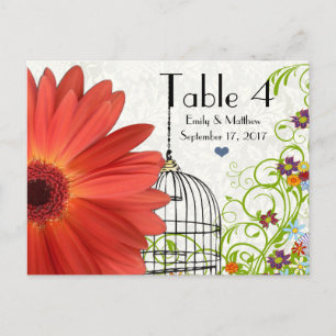 Gerber Daisy Bird Cage Flower Swirl Number Card