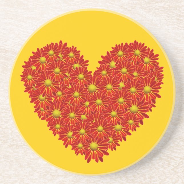 Gerber Daisy Heart Coaster (Front)