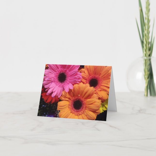 Gerber daisy orange pink flower notecard (Front)