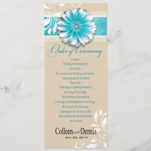 Gerber Daisy Scroll 1 Wedding Program teal Programme
