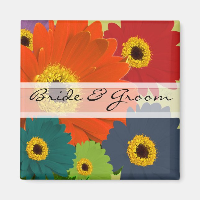 Gerber Daisy Wedding Stickers or Customise Magnet (Front)