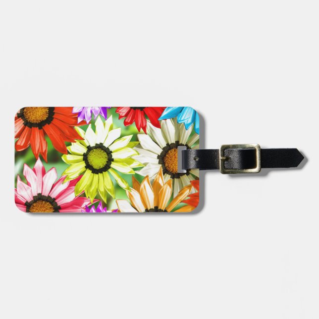 Gerbera colourful flower floral luggage tag (Front Horizontal)